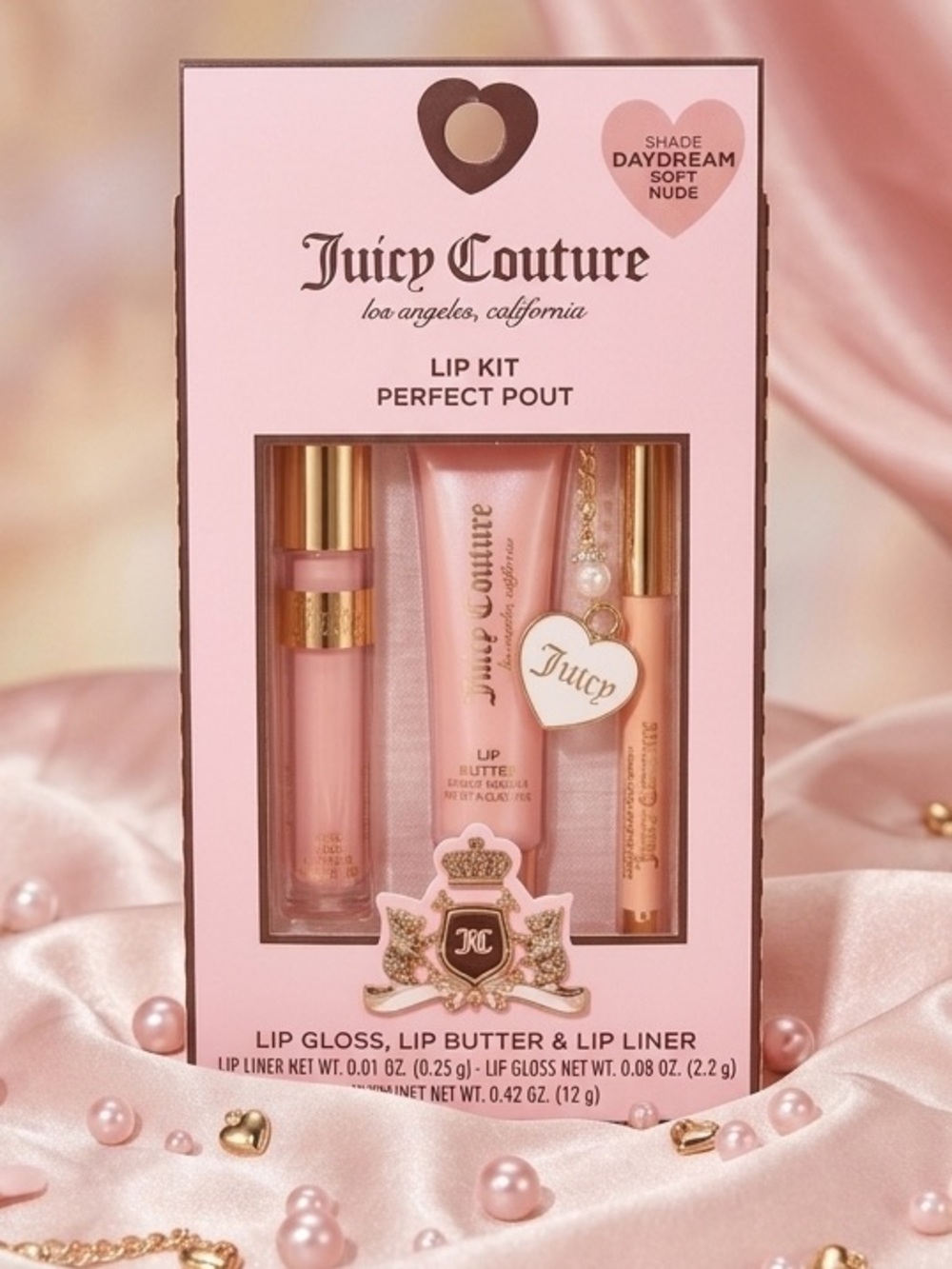 4 Piece Juicy Couture Lip Kit in Soft Pink Nude & Charm - Picture 1 of 1